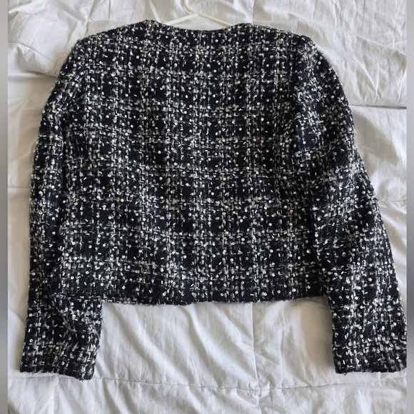 NWT Alice + Olive Black and White Tweed Peals Sequin Jacket Size S - Picture 9 of 10